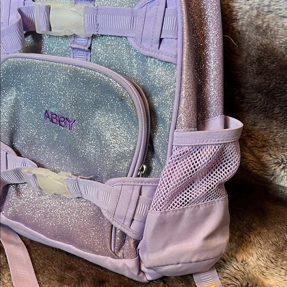 “Abby” Pottery Barn Kids Glittery Purple Backpack - Picture 6 of 6